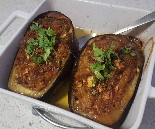 Spicy Brinjal Boats 