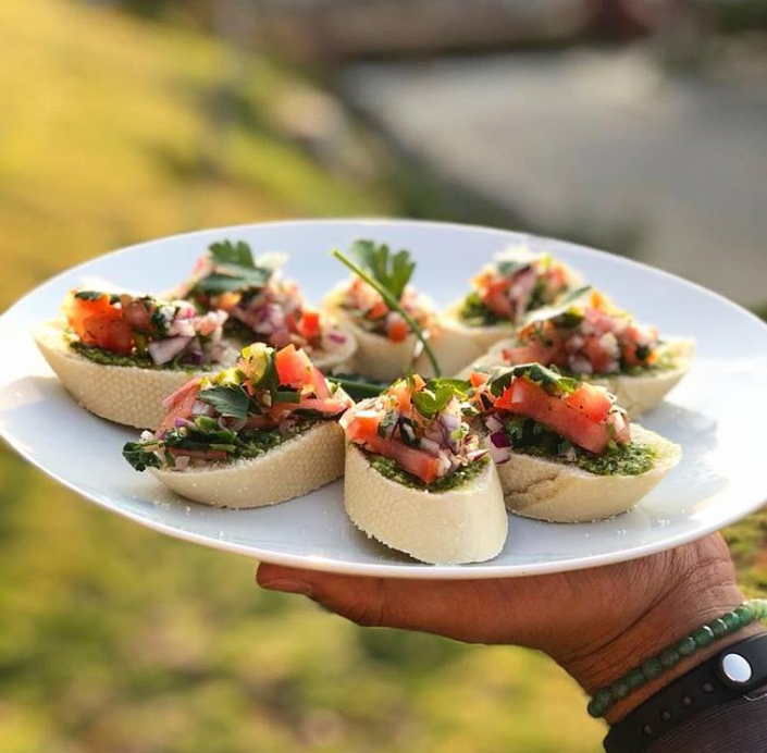 You are currently viewing Basil Pesto, Tomato, Onion & Chilli Bruschetta