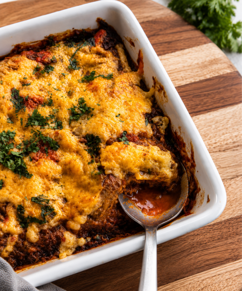 Smoky Masala Onion Bharta Pasta Bake